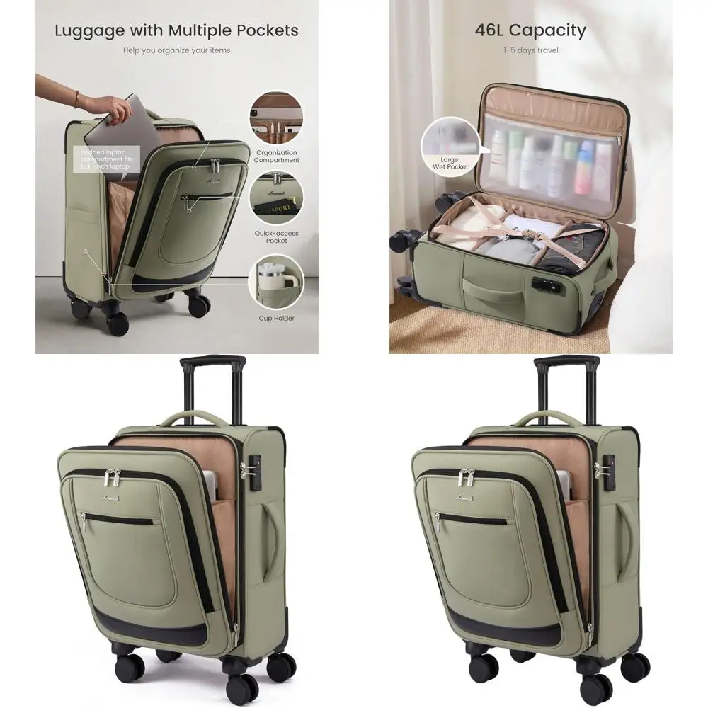 

22-дюймовый чемодан-спиннер с замком TSA для путешествий и командировок