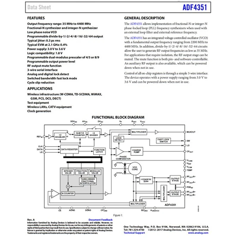 

Модуль генератора радиочастотных сигналов ADF4351 ADF4350 PLL, плата синтезатора частоты 35 МГц-4,4 ГГц с VCO