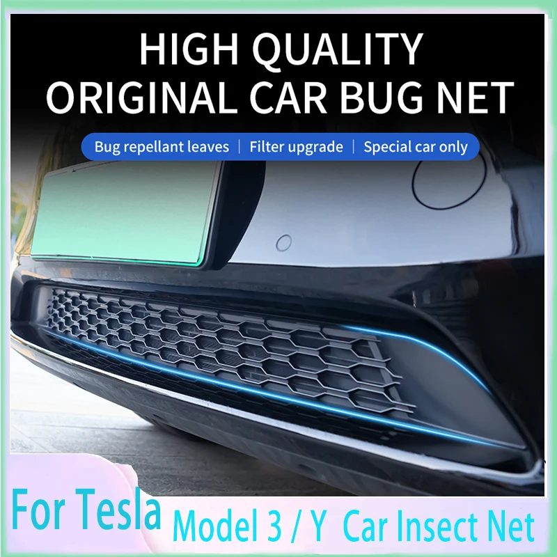 

For Tesla Model 3 Y 2017-2022 Car Lower Bumper Anti Insect Net Anti Dust Proof Inner Vent Grille Cover Insect-proof Front Cover