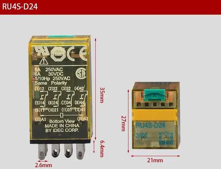 Original RU4S intermediate relay 6A 14-pin RU4S-D24 RU4S-A220 RU4S-D-D24 RU4S-CD1-D24