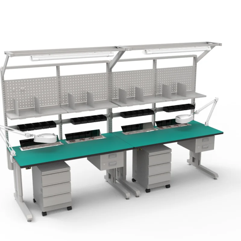ESD Workbench with Adjustable Height for Electronic Assembly Line Professional Industrial Worktable for Factory Maintenance