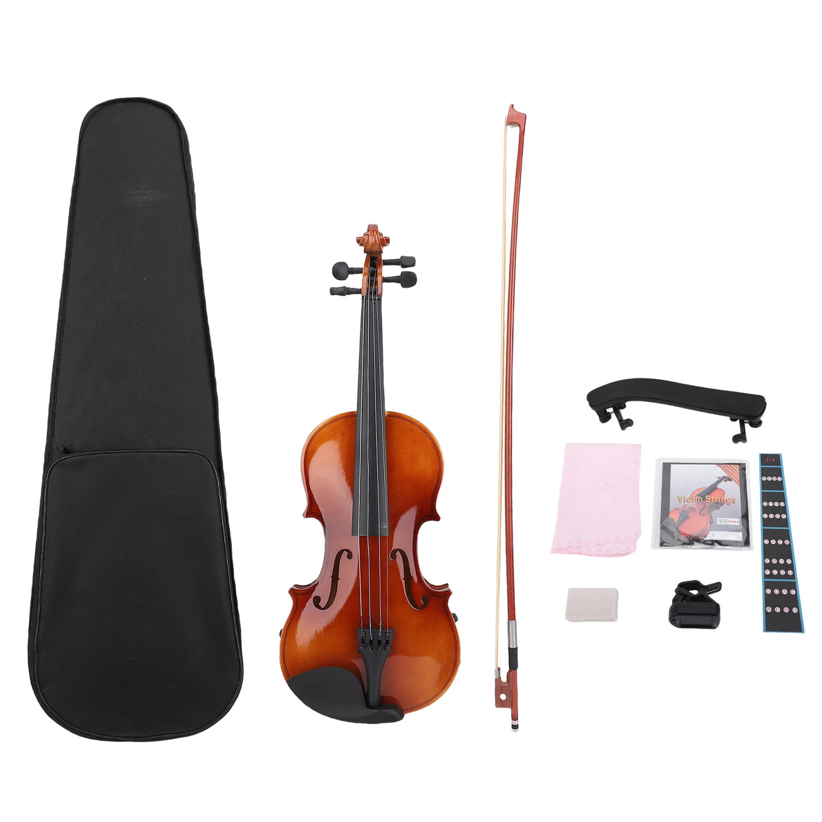 طقم كمان للمبتدئين 4/4 طقم كمان احترافي خشبي مع حقيبة تخزين للمراهقين والأطفال والكبار طقم كمان 4/4