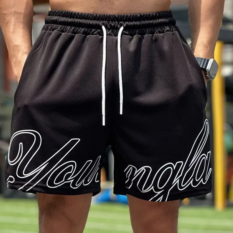 Malha de secagem rápida masculina Calções Esportivos, Calça Hipster, Boxe, Treino Perna, Pano Buraco, Fitness Muscular, Basquete, Novo