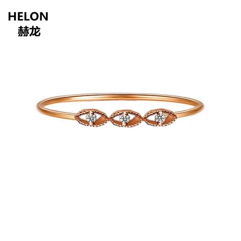 Solid 14k Rose Gold Ring Natural Diamonds Engagement Wedding Band Women Anniversary Classic Valentine's Day Gift Elegant