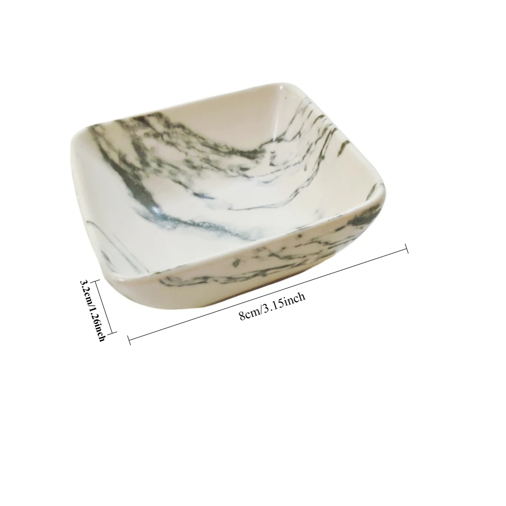 Ceramic Square Condiment Dish Creative Marble Pattern Seasoning Dish Sauce Wasabi Snack Plate Home Kitchen Supplies Tableware