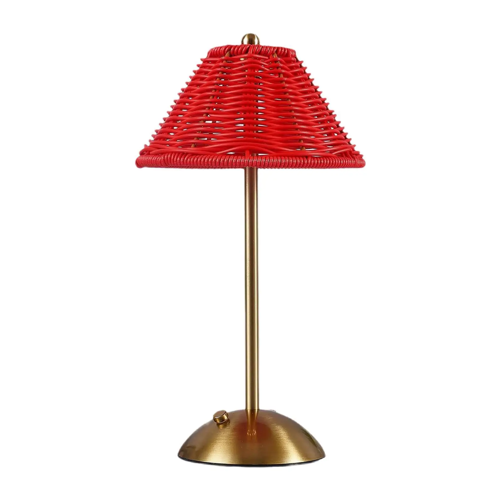 Cordless Rechargeable Table Lamp Rattan Lampshade Designer Bedside Light for Bedroom Dining and Living Room Decor