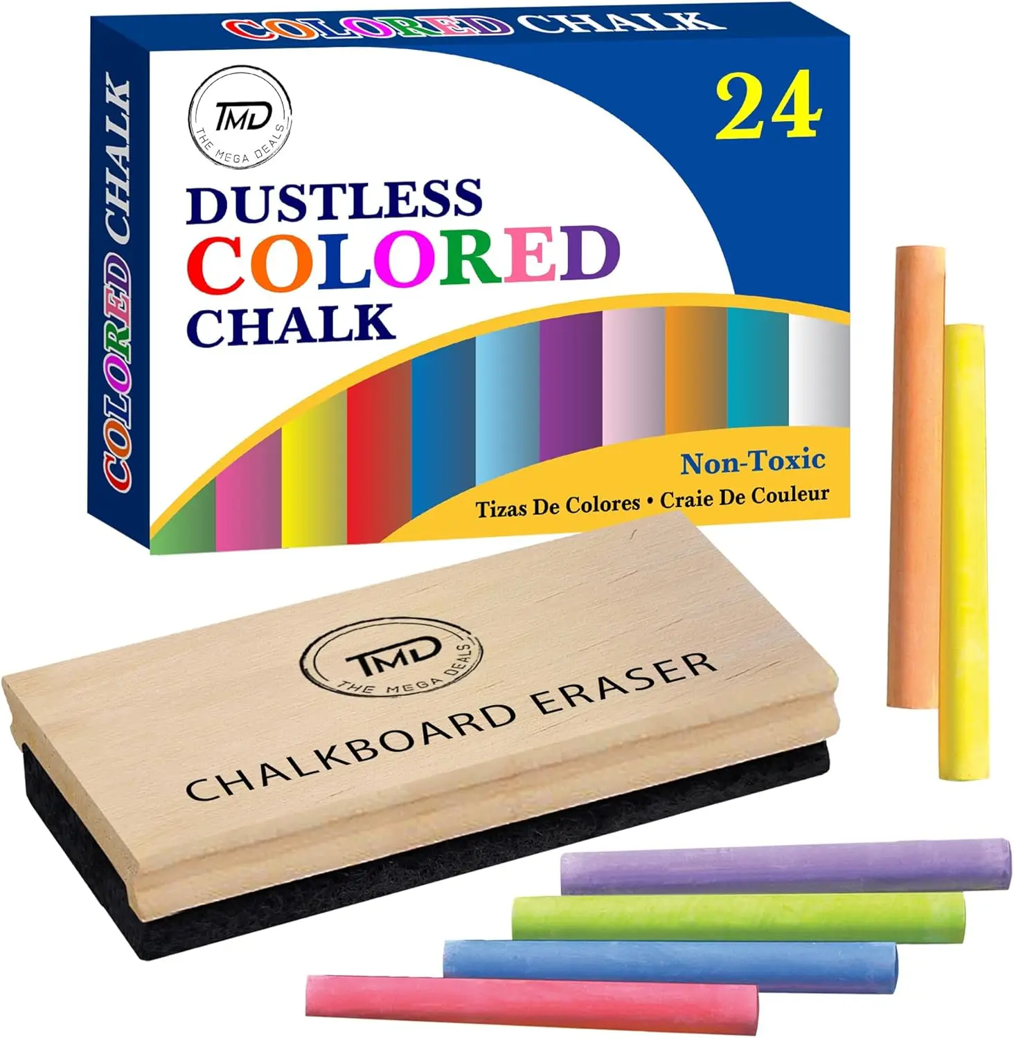 

Набор из 24 цветных мелков с ластиком, безпыльные мелки для детей, для использования на школьной, офисной и домашней доске