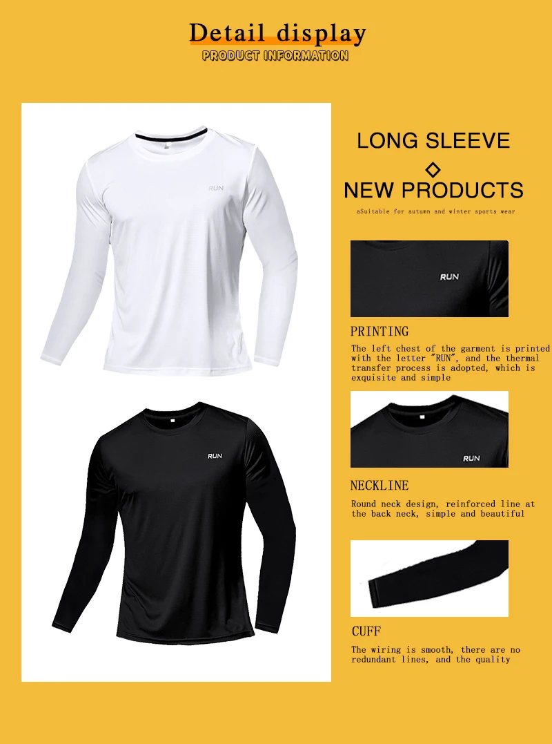 Lange und kurz ärmel ige T-Shirt Fitness Sport Tops Morgen laufen Eis Seide schnell trocknen Outdoor Bergsteigen Sport kleidung Männer – Detail 31