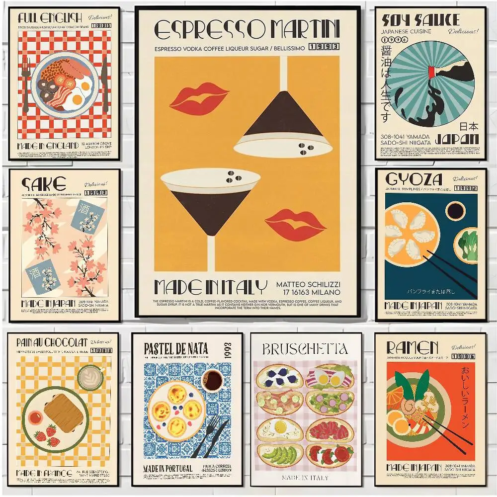 

Retro Japanese Korean traditional food Poster HD art poster for home living room bar office decoration sticky, waterproof