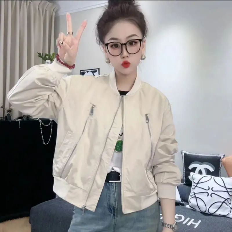 Women's Fairy Spring Autumn Tops Coat Zipper Short Solid Color Casual Simple Fashion Versatile Soft New Personalized Slim Loose