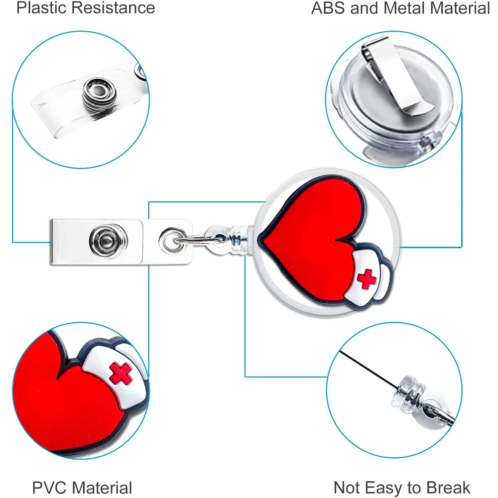 Retractable Badge Reel for Medical Workers ID Tag Nurse Exhibition Enfermera Pass Work Card Holder Badge Working Permit Clips