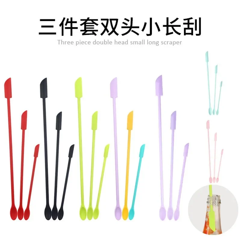 Cosmetic Bottle Silicone Mini Scraper Three Piece Set Baking Double End Two In One Spatula Jam Spoon