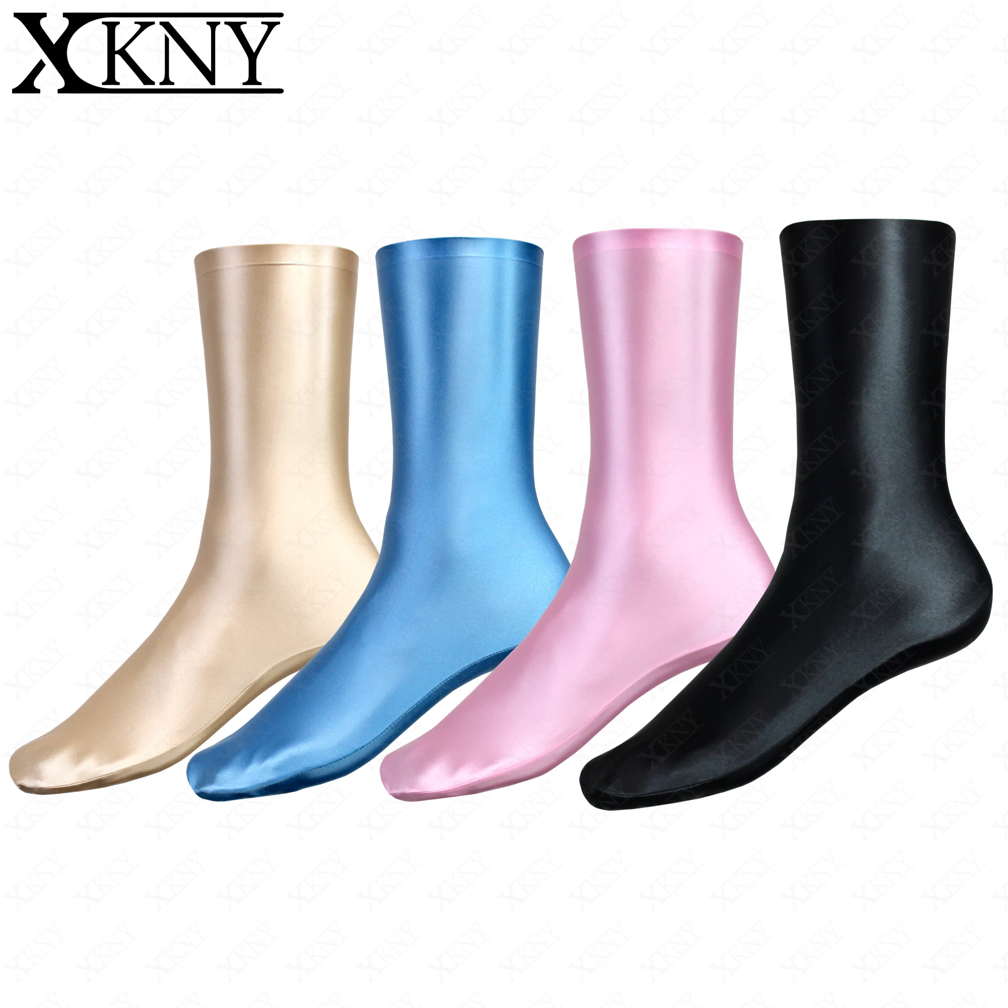 XClocKNYoung satin glossy Socks oil Shiny Elastic StockingsYoga high tube socks Compression glossy socks