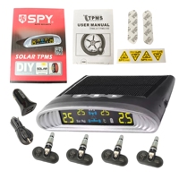 SPY Car TPMS tire pressure monitoring system solar digital clock LCD display car tire pressure temperature safety alarm system
