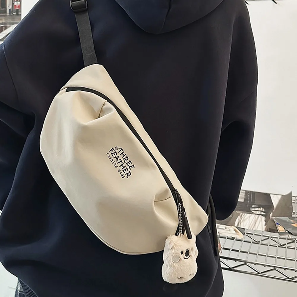 Borsa da petto maschile casual Borsa a mezzaluna sportiva con tracolla regolabile multifunzionale Borsa a tracolla da uomo con cerniera di grande capacità unisex