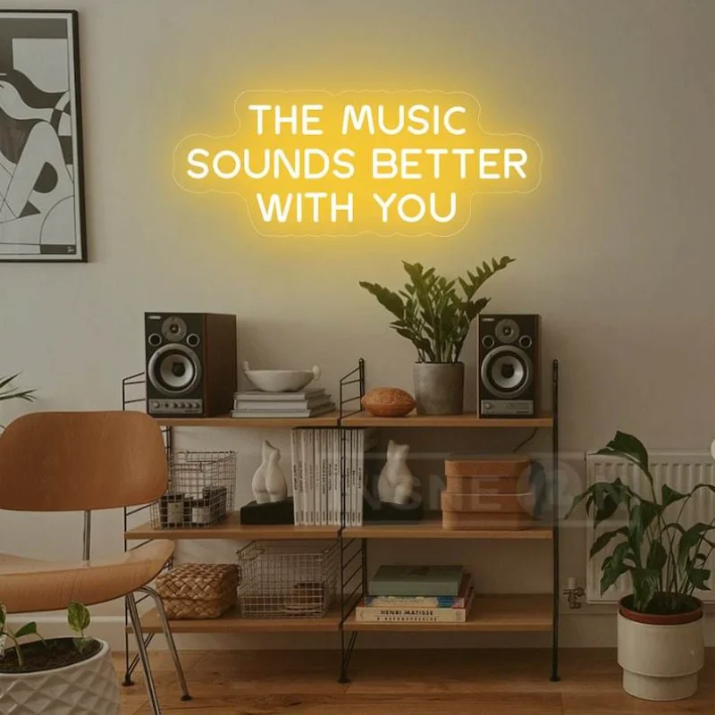 Music Sounds Better With You Neon Sign, Music Band Decor, Living Room Neon Sign, Bedroom Neon Sign, Bedroom Decor, House Music L