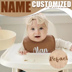 Personalized Baby Name Newborn Burp Cloth Waterproof Feeding Bib Saliva Towel Custom Bibs For Baby Cotton Gauze Infant Gift Kid