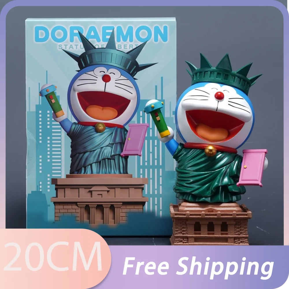 Nuevo 20cm Anime Doraemon COS Estatua de la libertad estatuilla colección de figuras de acción modelo muñeca de escritorio ornamento juguetes regalo de cumpleaños