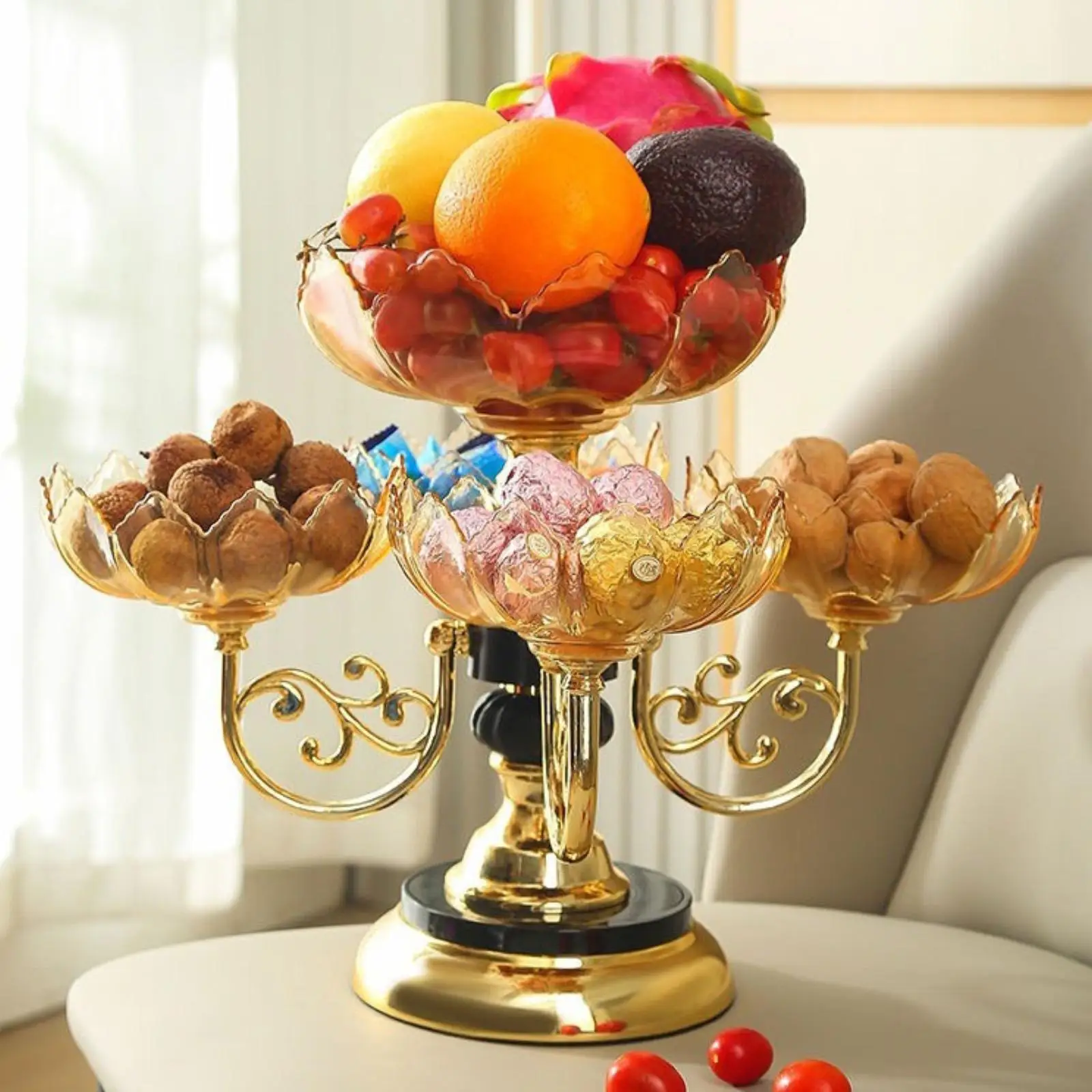 

Divided Serving Dishes Rotating Snack Serving Tray Snack Display Tray Dried