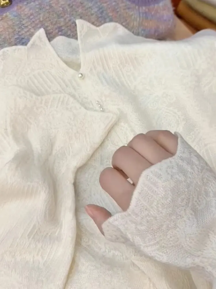 قميص داخلي أنيق بياقة V من الدانتيل، يضفي مظهرًا شبابيًا، أسلوب رقيق وعصري، ملابس داخلية فريدة لموسم الخريف، ملابس محبوكة للس... #4