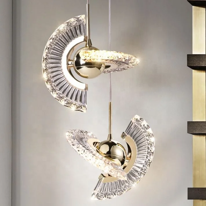 

Nordic Led Crystal Ceiling Lamp Decorative Hotel Bedroom Living Room Luxury Modern Fan Chandelier Charm Pendant Lighting CZ2868