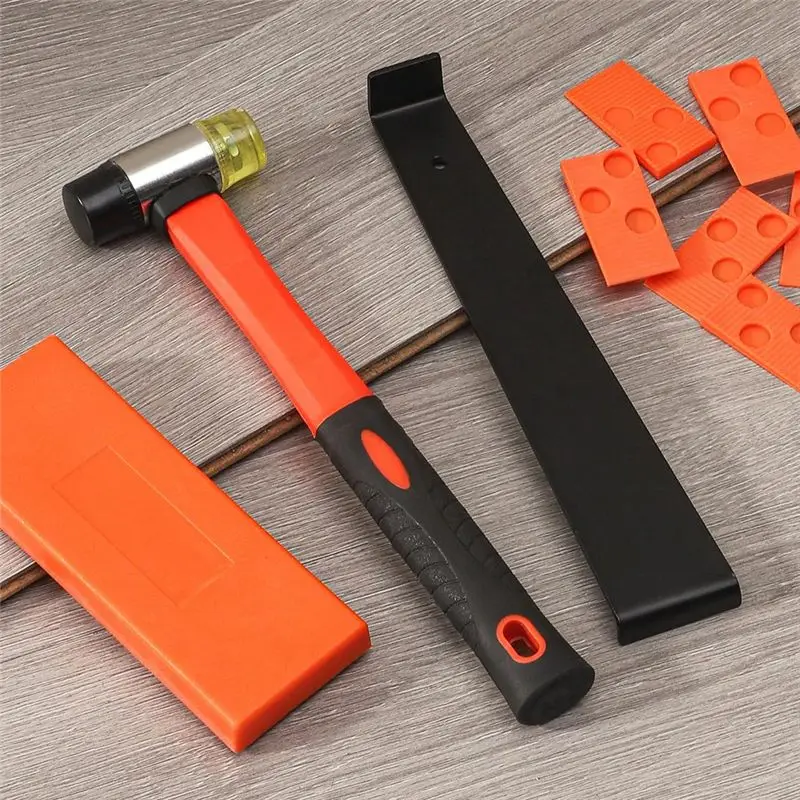 SYW-Laminate Wood Flooring Plastic Handle Installation Hammer, Small Return Hook With Tapping Block And 30 Orange Washer