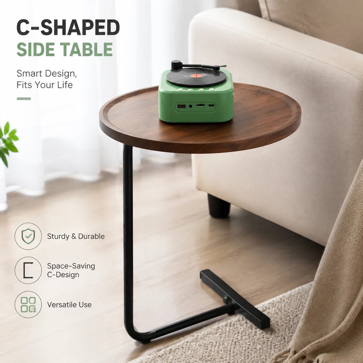 Modern Portable Coffee Table – Compact Movable Side Table for Living Room, Home, and Guest Accommodations