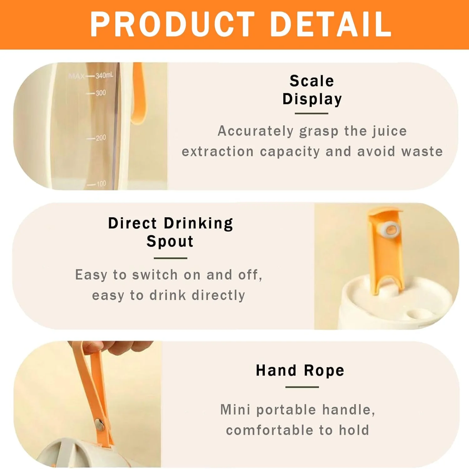 Portable Blenders with Straw and Cleaning Brush, 340ML Personal Size Blender for Shakes and Smoothies with 10   Blades, USB Rech