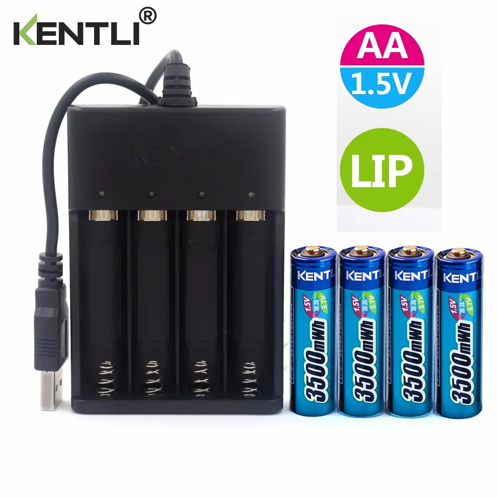 KENTLI 1 5v battery rechargeable batteries with charger dropshipping battery aa  battery for home external battery