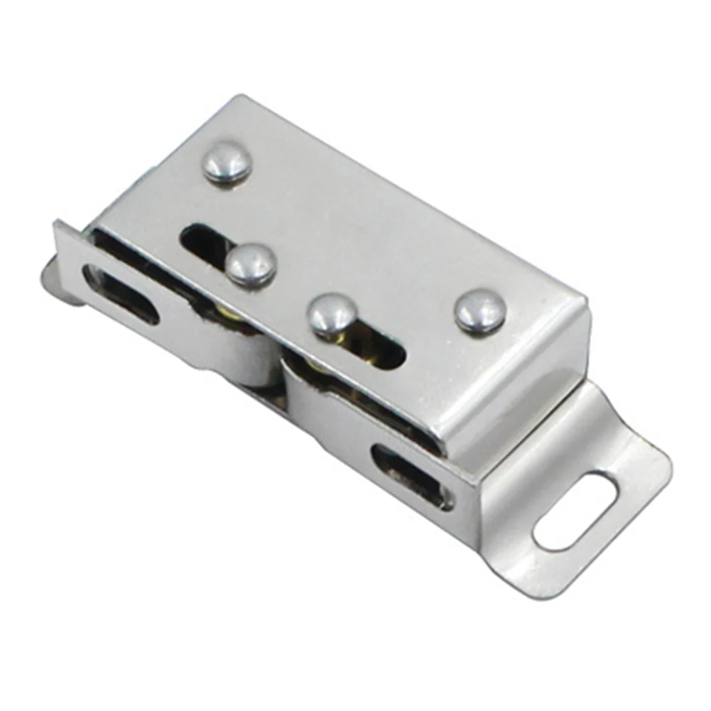 Pestillo magnético de acero inoxidable para puerta de autocaravana, herrajes de captura de doble rodillo, plateado