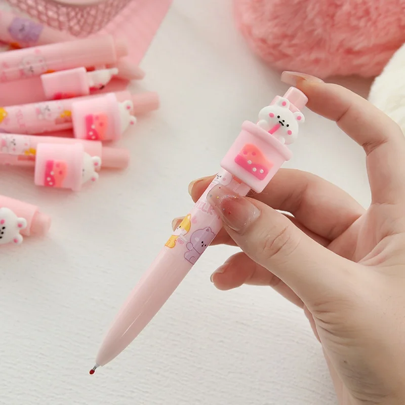 

36pcs/lot Kawaii Milk Tea Rabbit Press Gel Pen Cute 0.5mm Black Ink Neutral Pens Promotional Gift Office School Supplies