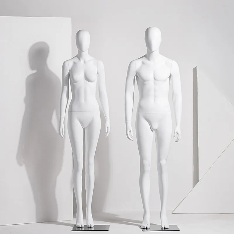 mannequin full-body Matte white for women's clothing store, display rack for women's apparel, window display photography, male