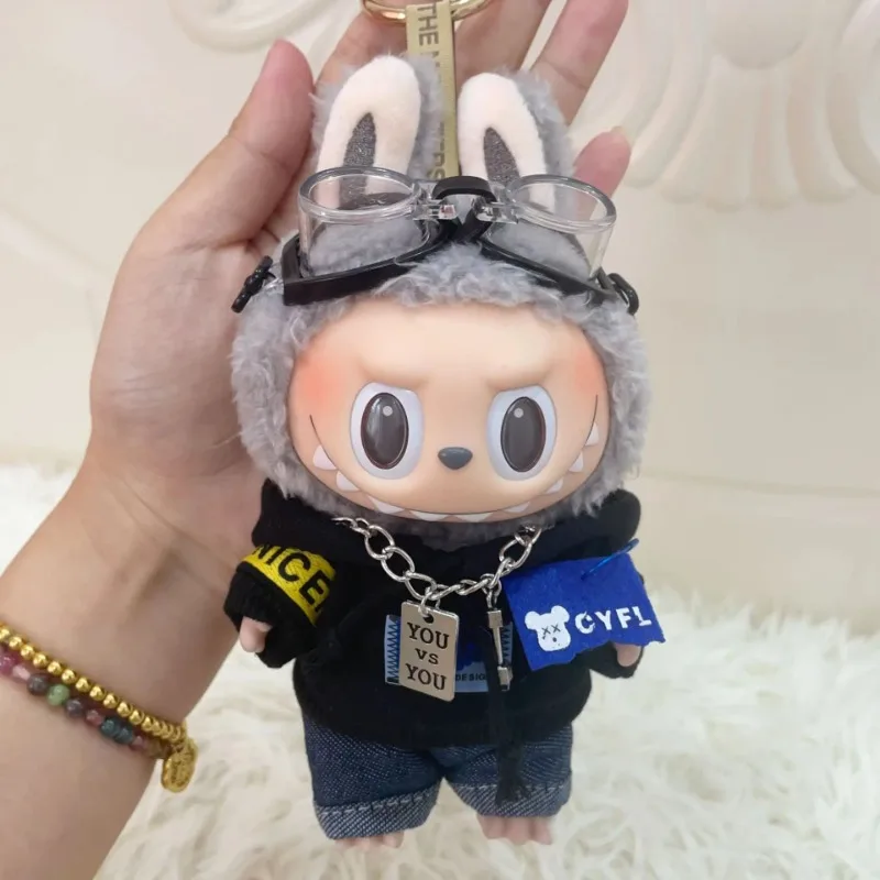 

17 см Labubu I II Idol Dolls, милая мини-плюшевая кукольная одежда, корейская Kpop Exo Idol, куклы, аксессуары для самостоятельного изготовления, подарки, комплект с капюшоном с медведем