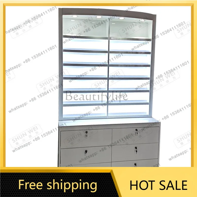Factory Direct Sales Beauty Shop Nail Shop Display Locker with Light Simple Fashion Atmosphere
