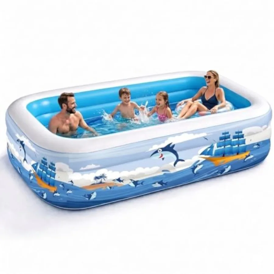 

Inflatable Swimming Pool for and Adults- 102" x 63" x 22" Family Full-Sized Blow Up Pools for -Thickened Durable Above Ground S