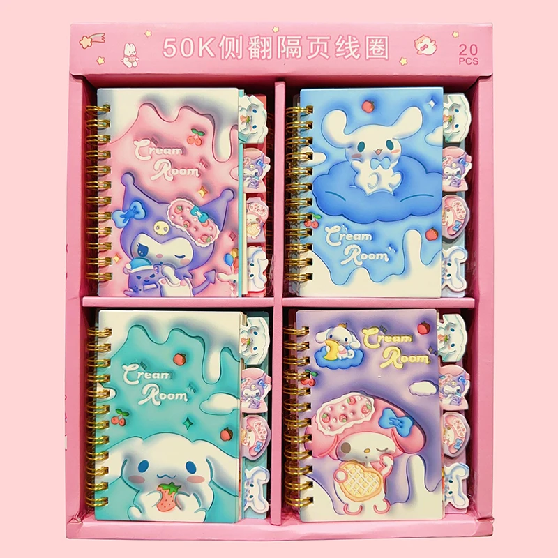 

20pcs Sanrio Coil Book Notebook Kuromi Cinnamoroll Student 3d Notepad Portable Diary Agenda Planner Stationery School Supplies