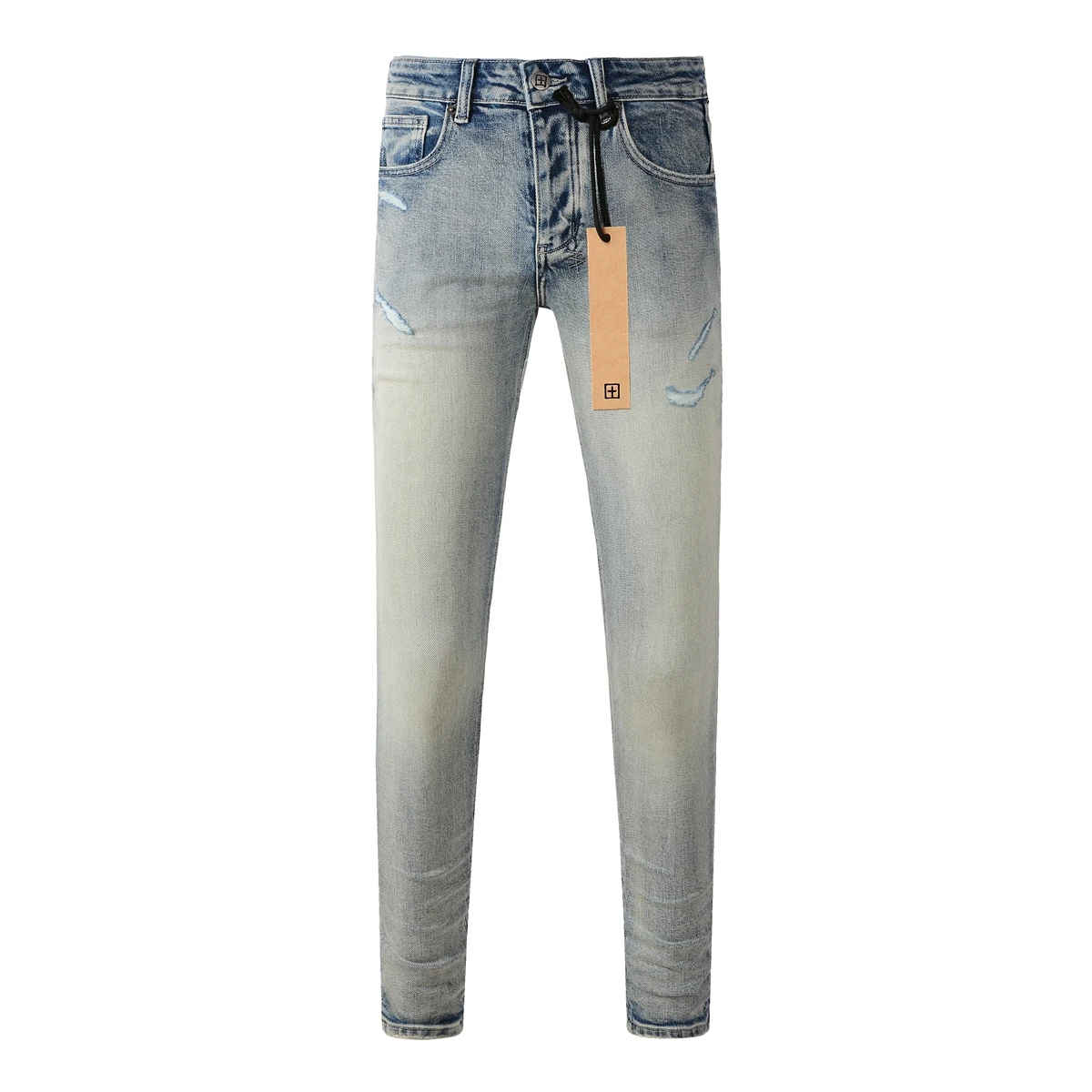 KSUBI Cross Jeans American High Street Paint Hole Trend Low Rise Skinny Denim Pants Pleated Ripped Frayed Jeans