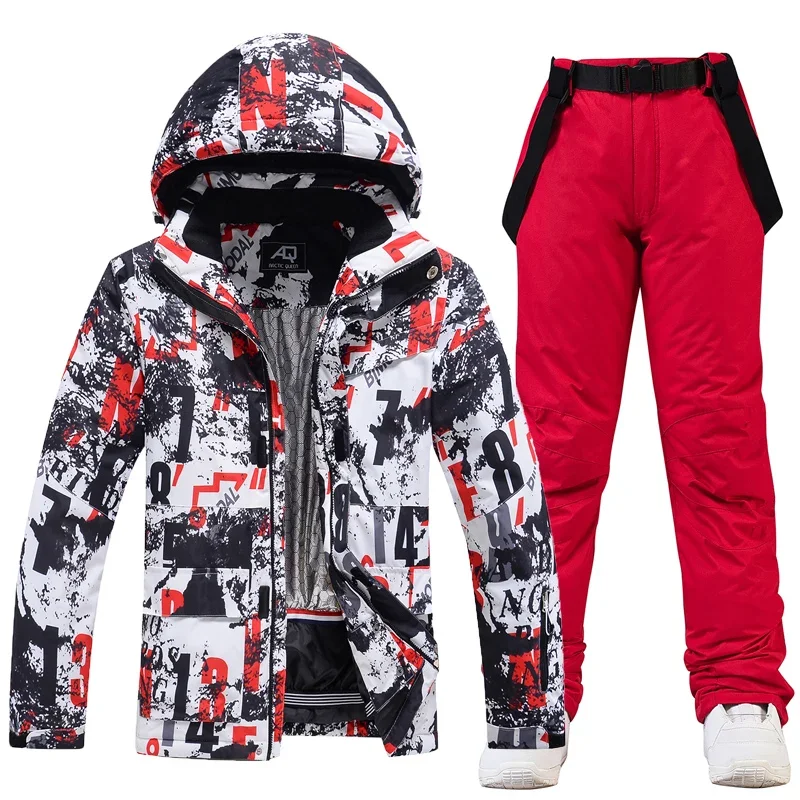 Winter Men Super Warm Plus Size 3XL Ski Suit Snowboarding Skiing Jacket Pants Windproof Waterproof  Male Snow Costumes Overalls