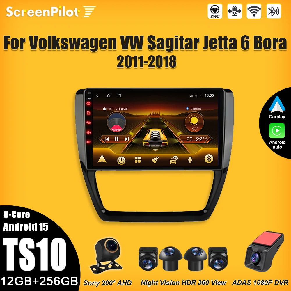 

Car Radio For Volkswagen VW Sagitar Jetta 6 Bora 2011-2018 Multimedia Video Player 2 din GPS Navigation Touch Screen Wifi 4G