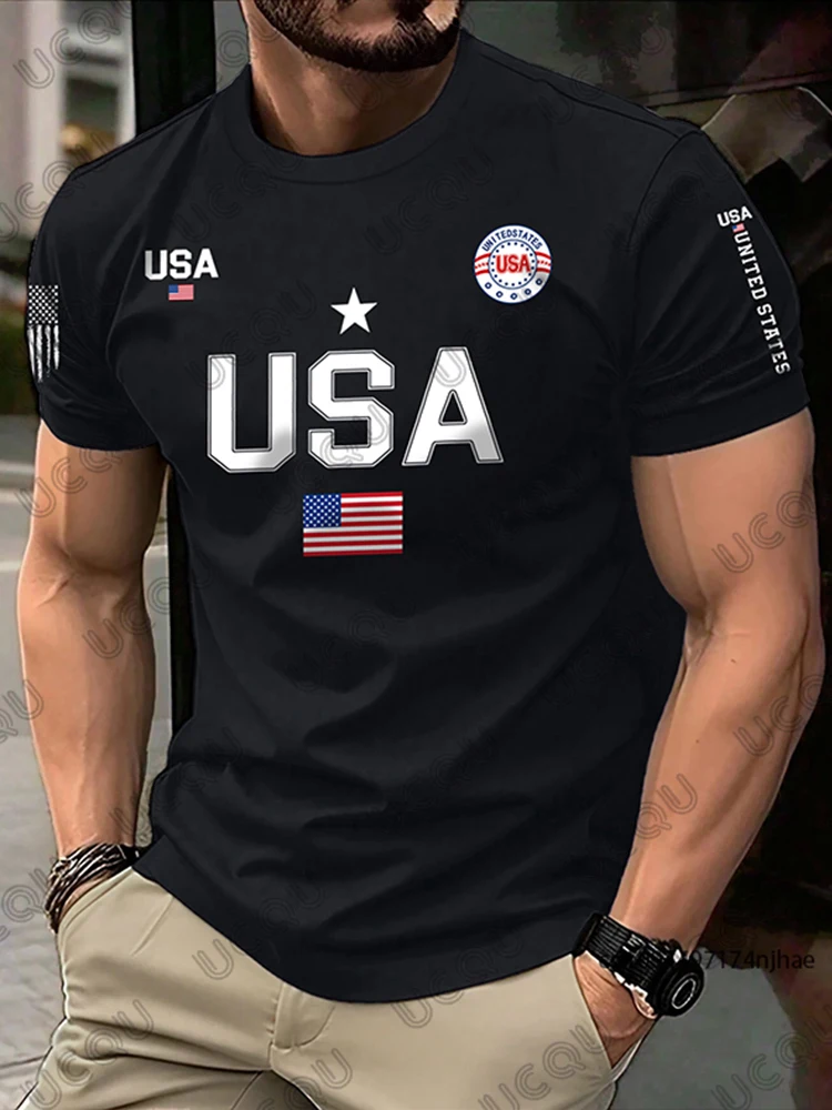 Nouveau T-shirt de surf pour hommes 2026 avec motif drapeau américain, séchage rapide, pour sports d'été, décontracté, imprimé États-Unis, streetwear, hauts pour enfants/adultes