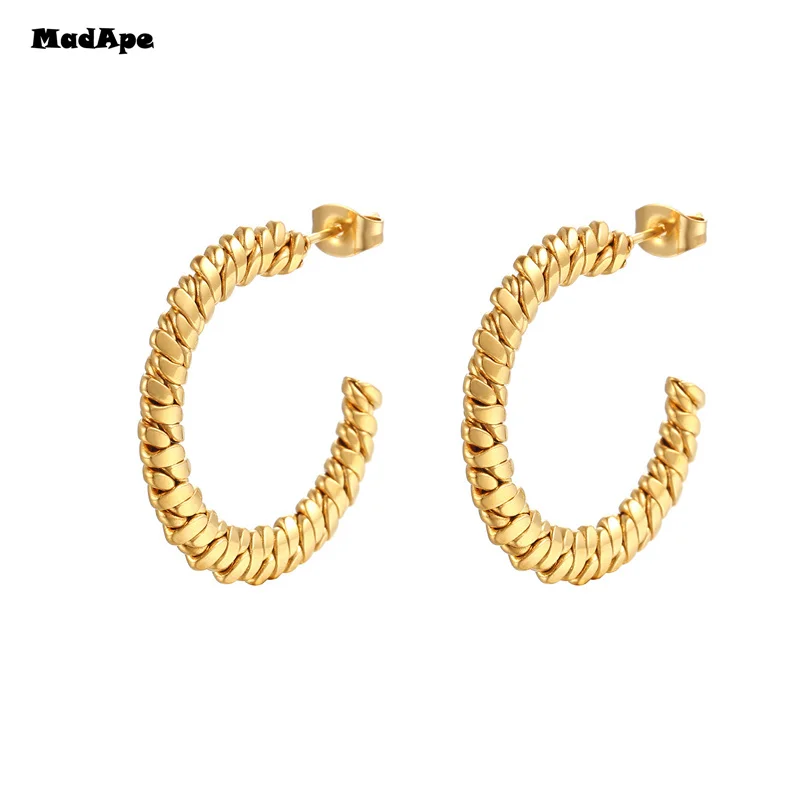 1pair/2pc ??????? Trendy Small Hoop Earrings Clip for Women Men Earring Gold Color Stainless Steel Earrings Diy Ear Piercing