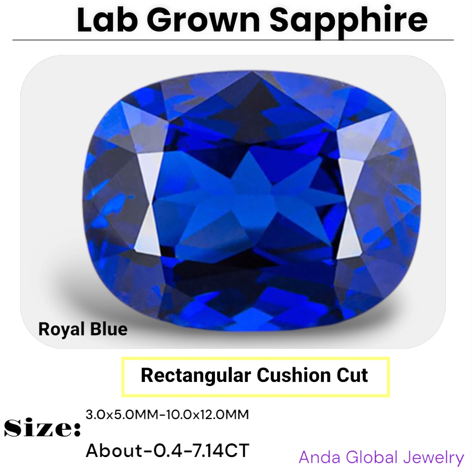 

L-Lab Grown Sapphire Royal Blue Color Rectangular Cushion Cut Gems For Jewelry Setting&Custom Design Selectable AGL Certificate