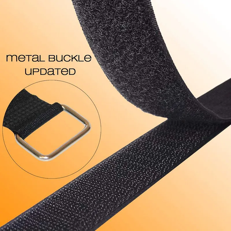 5Pcs Reusable Fastening Cable Straps Securing Straps Adjustable Nylon Hook and Loop Cinch Cable Ties Down with Metal Buckle