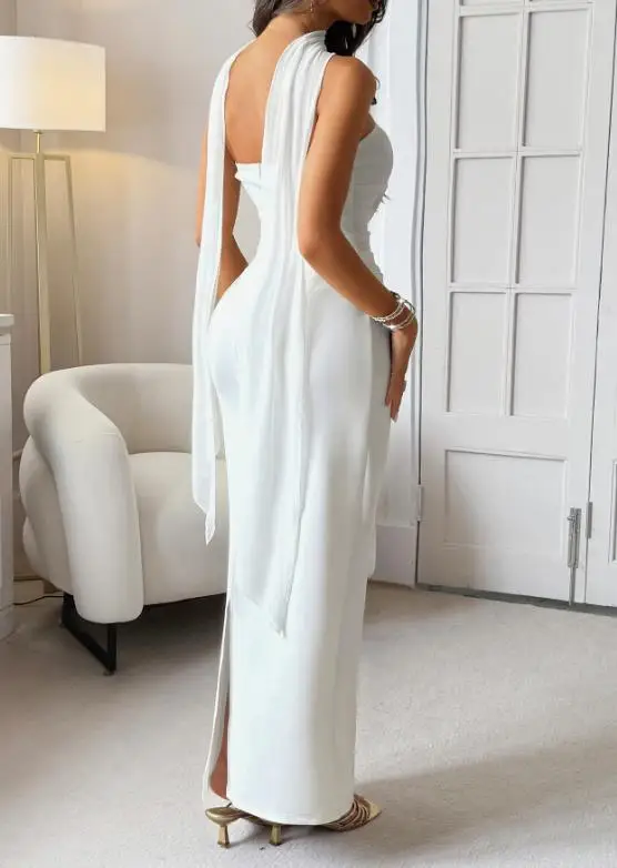 

Women Dress 2025 Autumn Winter Latest Hot Elegant Strap Solid Color Bag Hip Skirt Dress Sexy Backless Tight and Elegant Dress