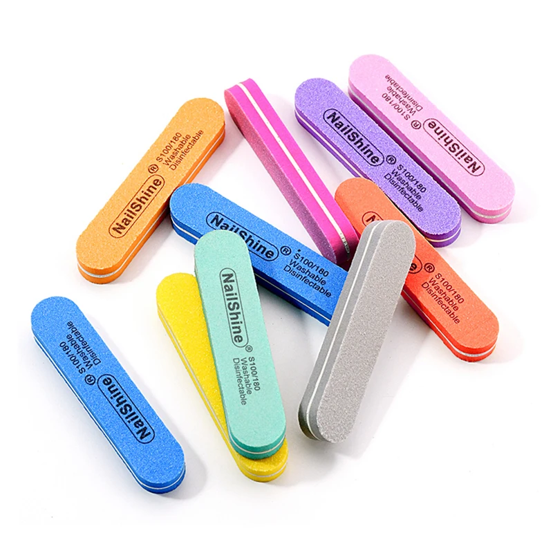 10/20pcs Mini Sponge Nail File 100/180 Grit Colorful Professional Manicure Sanding Buffer Block Gel Double Side Polishing Tools