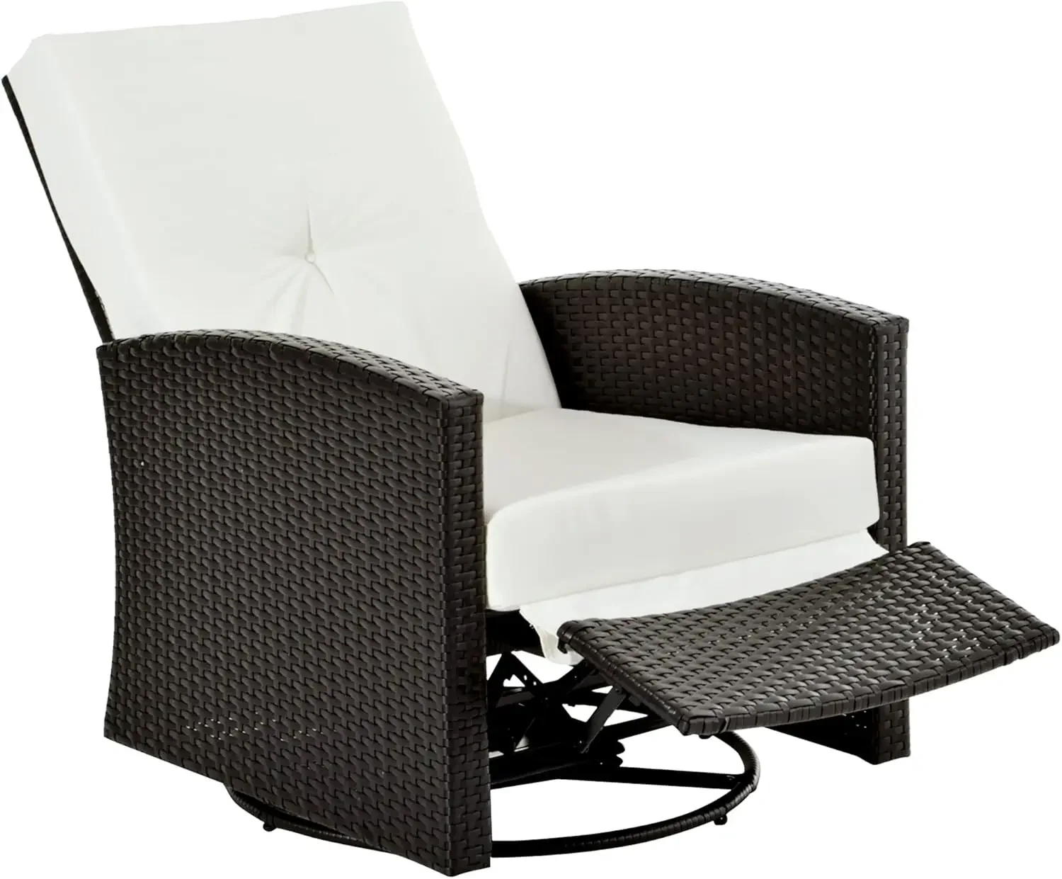 Outsuny outdoor willow rotating lounge chair, lounge chair, lifting foot pedal, 360 ° rotating foundation, waterproof pad