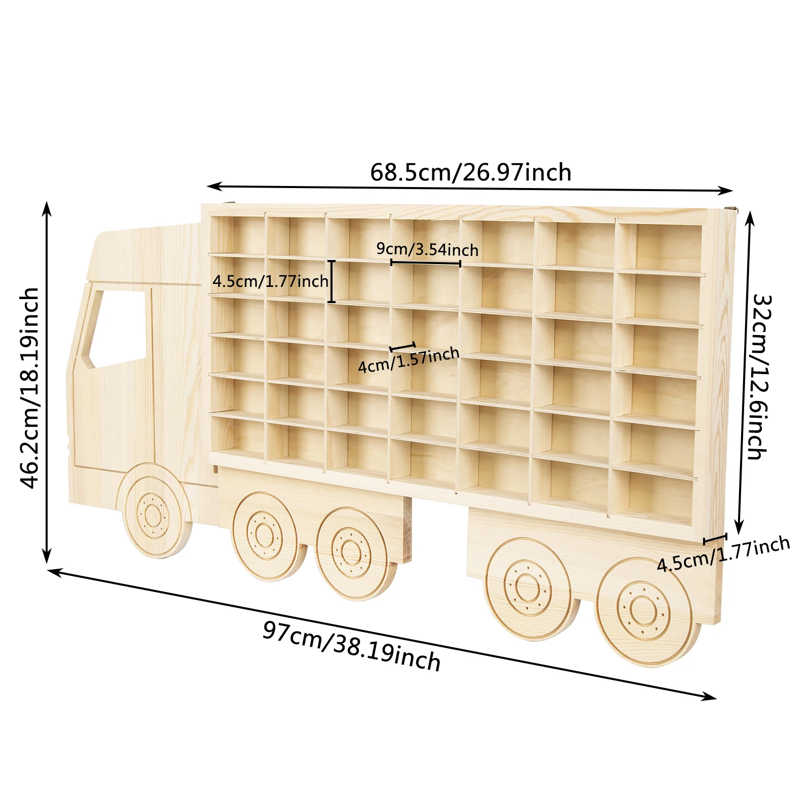 

42 Grids Car Model Matchbox Wall-mounted Display Cabinet 1:64 Wooden Storage Rack Car Shape Display Box for Living Room