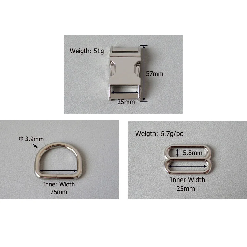 

50Sets/Lot Wholesale 25mm Pet Dog Collar Metal D Ring Slider Belt Release Buckle DIY Accessory Outdoor Harness Handmade Hardware