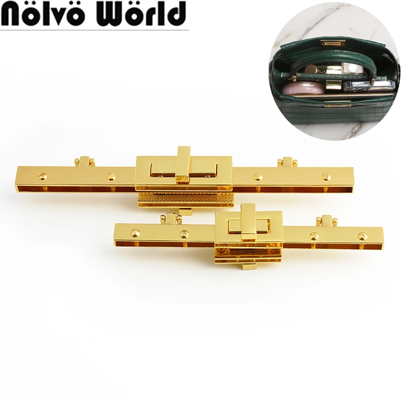 1-5-10Sets K Gold 21.8/16.8CM Metal Double Twist Locks For DIY Replacement Bags Handbag Handle Turn Lock Hardware Accessories