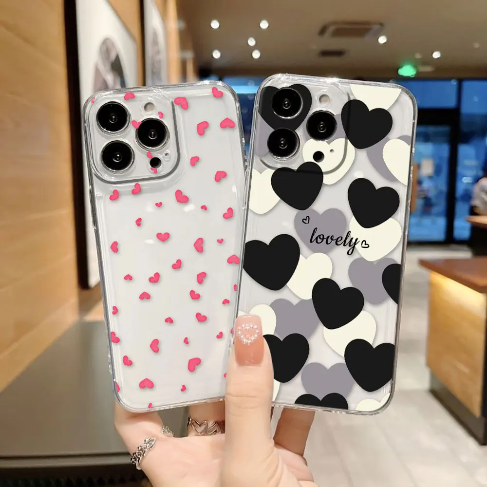 Funny Love Heart Clear Phone Case For Samsung A73 A72 A71 A57 A56 A55 A54 A53 A52 A51 A36 A35 A34 A33 A32 A26 A24 A23 A22 Case
